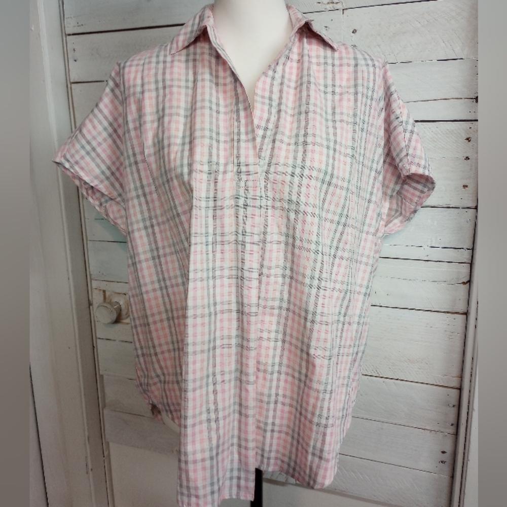 French Connection NWT Dolman Sleeve Boxy Checkered Pullover Oversized Size XS